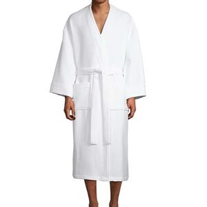 GLUCKSTEIN HOME Unisex White Waffle Robe Housecoat Terrycloth Lining Size S/M